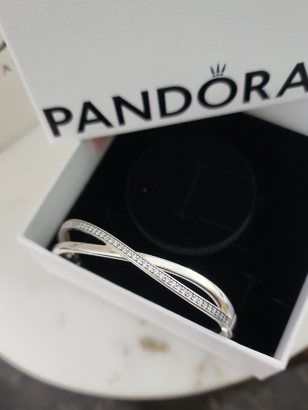 Pandora Sterling Silver Infinity Bangle with Cubic Zirconia - Silver